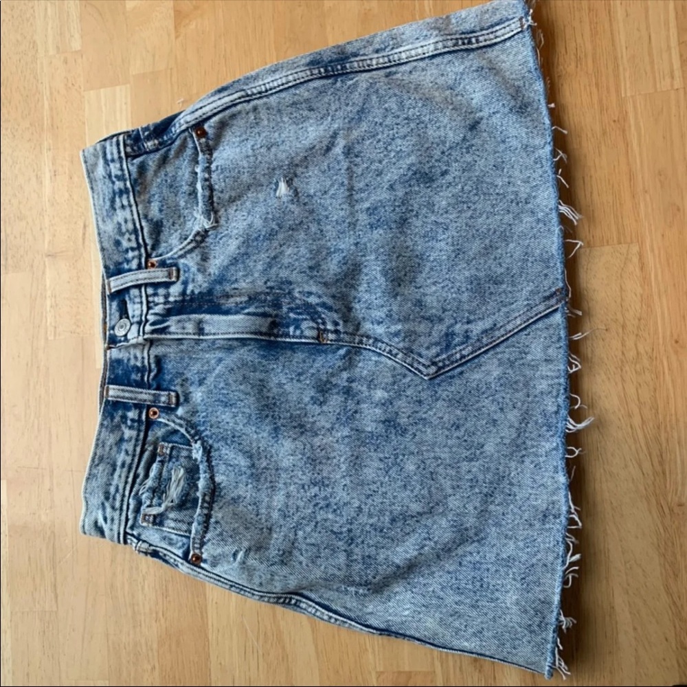 Acid wash denim skirt